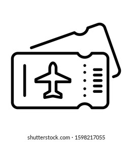 Flight ticket icon. Simple design. Line vector. Isolate on white background.