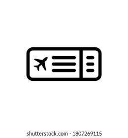 Flugticket Symbol für die Urlaubsreise. Schwarz-Weiß-Kartenvektor