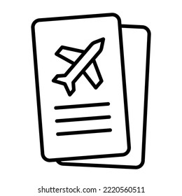 Imagen vectorial del icono de la entrada de vuelo. También se puede usar para aplicaciones web, aplicaciones móviles y medios impresos.