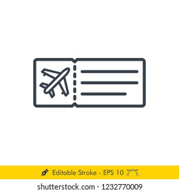 Flight Ticket Icon / Vector - In Line / Stroke Design