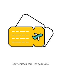 Flight Ticket icon with white background vector stock illustration