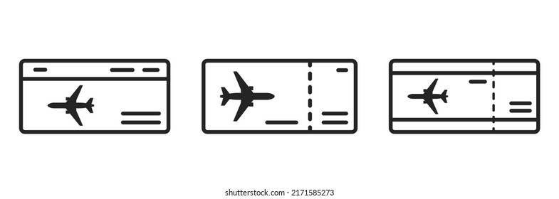 flight ticket line icon set. vacation and air travel symbols. booking and airline services. isolated vector image for tourism design
