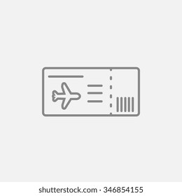 Flight ticket line icon for web, mobile and infographics. Vector dark grey icon isolated on light grey background.