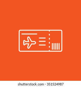 Flugticket-Symbol für Web-, Mobil- und Infografiken. Vektorweißes Symbol einzeln auf rotem Hintergrund.