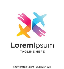 flight ticket logo with letter X concept