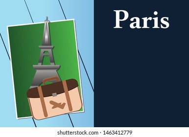 A flight ticket to Paris, with a briefcase