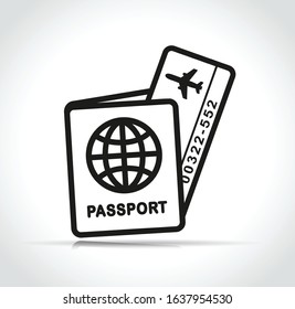 Flight ticket and passport icon