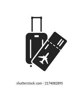 flight ticket and travel bag. vacation and trip symbol. isolated vector image for tourism design