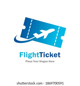 Flight ticket vector logo template. Suitable for business, web, tourist, vacation and art