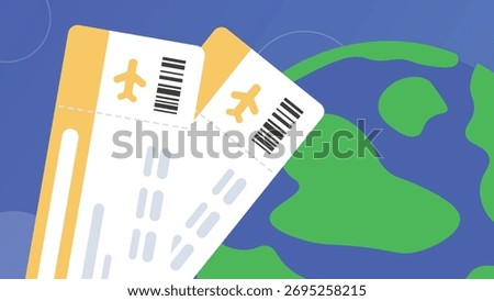 Flight tickets banner with globe background