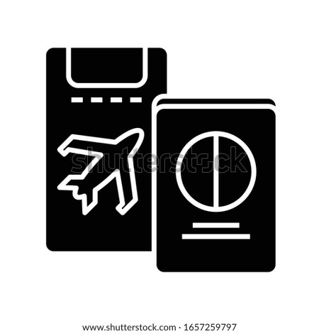 Flight tickets black icon, concept illustration, vector flat symbol, glyph sign.