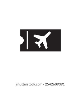 Flight tickets icon black and white vector sign