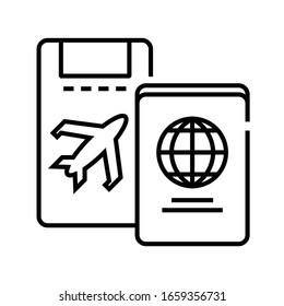 Flight tickets line icon, concept sign, outline vector illustration, linear symbol.