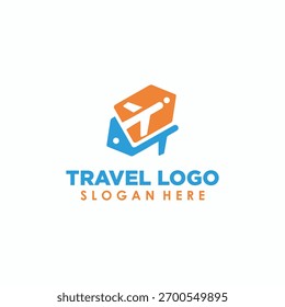Plantilla de diseño de logotipo de boletos de avión, vacaciones y concepto de logotipo de viaje Vector