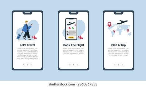 Flight tickets online booking concept buying ticket with smartphone 