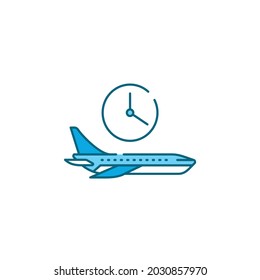 Flight time color line icon. Departure time of a particular flight. May vary. Pictogram for web page, mobile app, promo. UI UX GUI design element. Editable stroke.