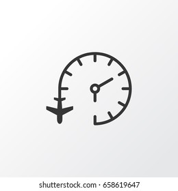 Flight Time Late Icon Symbol. Premium Quality Isolated Travel Clock Late Icon Element In Trendy Style.