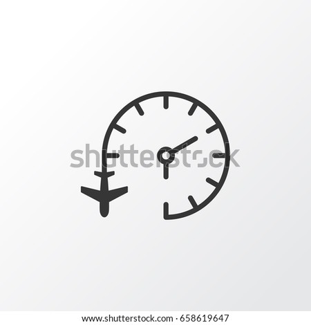 Flight Time Late Icon Symbol. Premium Quality Isolated Travel Clock Late Icon Element In Trendy Style.
