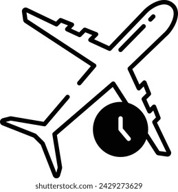 Flight Timings glyph and line vector illustration