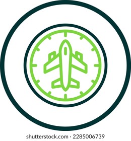 Flight Timings Line Circle Vector Icon Design