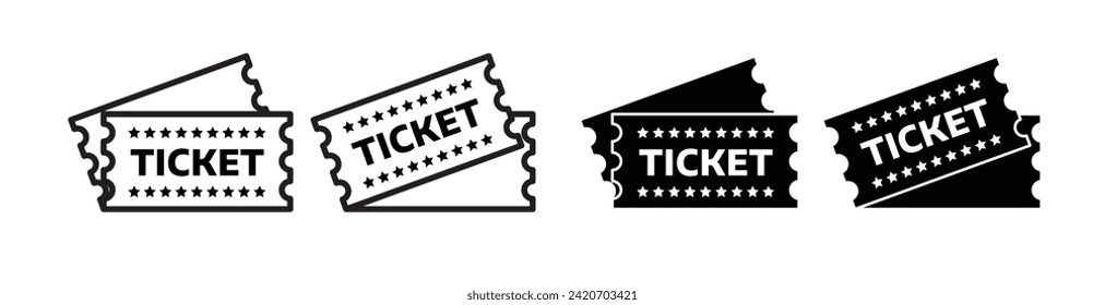 flight or train tickets vector icon set
