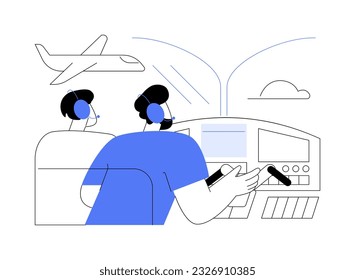 Flight training abstract concept vector illustration. Man with flight school instructor training to fly, personal air transport, private pilot courses, aviation industry abstract metaphor.