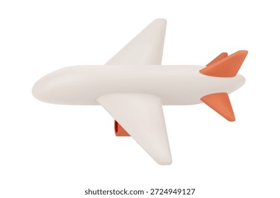 Transporte aéreo, avión en el aire. Vector aislado 3D icono de vacaciones y viajes. Jet comercial o de pasajeros para el desplazamiento. Entrega y envío a nivel mundial. Avión en el cielo, modelo o juguete