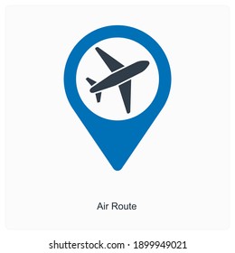 Flight travel or air route and international flight icon concept