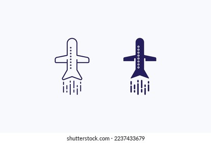 Flight, travel airplane vector icon