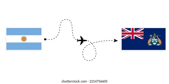 Flight and travel from Argentina to Ascension Island by passenger airplane Travel concept