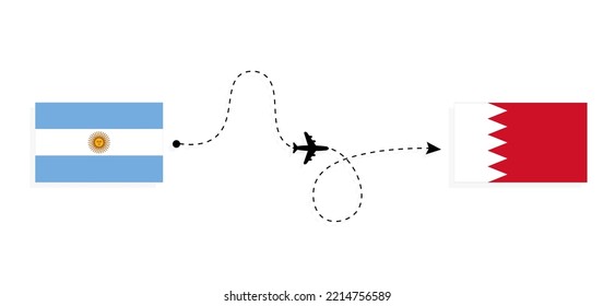 Flight and travel from Argentina to Bahrain by passenger airplane Travel concept