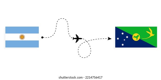 Flight and travel from Argentina to Christmas Island by passenger airplane Travel concept