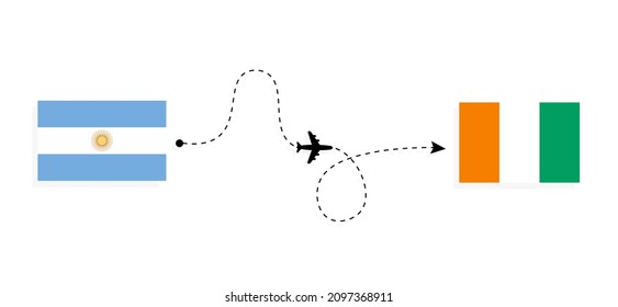 Flight and travel from Argentina to Cote d'Ivoire by passenger airplane Travel concept