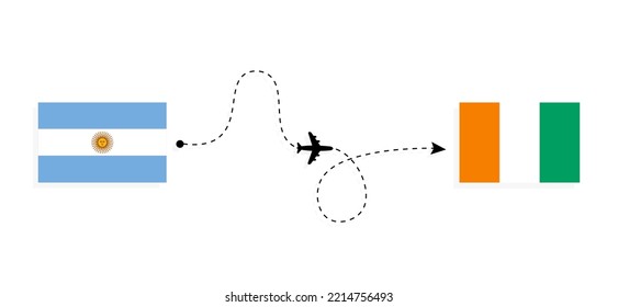 Flight and travel from Argentina to Cote d'Ivoire by passenger airplane Travel concept