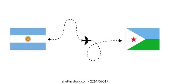 Flight and travel from Argentina to Djibouti by passenger airplane Travel concept