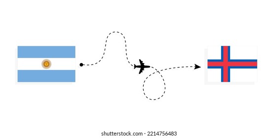 Flight and travel from Argentina to Faroe Islands by passenger airplane Travel concept