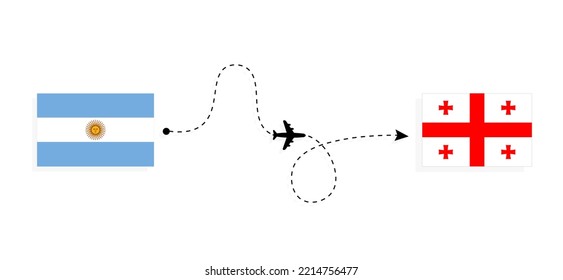 Flight and travel from Argentina to Georgia by passenger airplane Travel concept