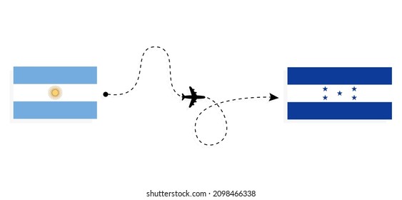 Flight and travel from Argentina to Honduras by passenger airplane Travel concept