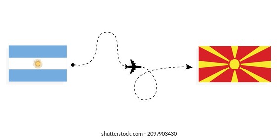 Flight and travel from Argentina to Macedonia by passenger airplane Travel concept