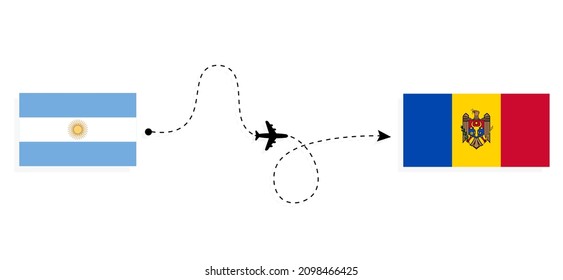 Flight and travel from Argentina to Moldova by passenger airplane Travel concept