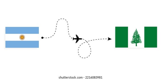 Flight and travel from Argentina to Norfolk by passenger airplane Travel concept