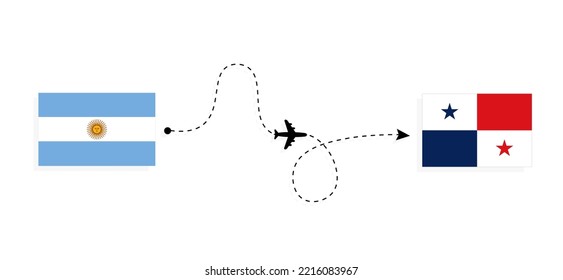 Flight and travel from Argentina to Panama by passenger airplane Travel concept