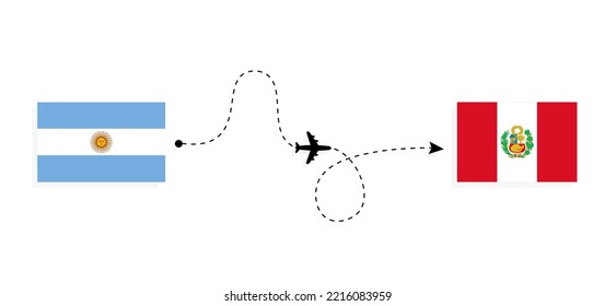 Flight and travel from Argentina to Peru by passenger airplane Travel concept