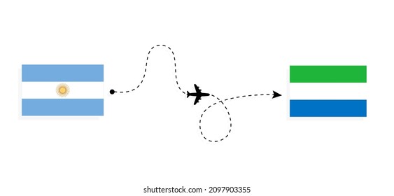 Flight and travel from Argentina to Sierra Leone by passenger airplane Travel concept