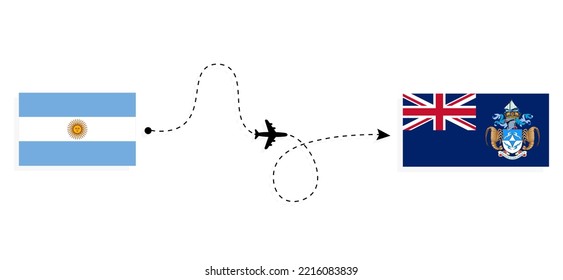 Flight and travel from Argentina to Tristan da Cunha by passenger airplane Travel concept