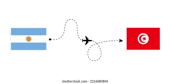 Flight and travel from Argentina to Tunisia by passenger airplane Travel concept