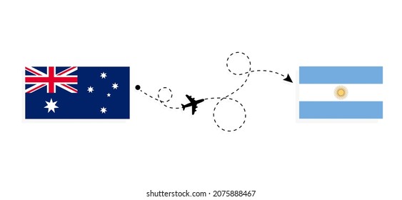 Flight and travel from Australia to Argentina by passenger airplane Travel concept