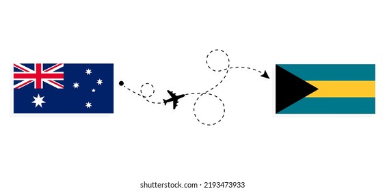 Flight and travel from Australia to Bahamas by passenger airplane Travel concept