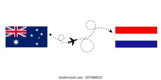 Flight and travel from Australia to Croatia by passenger airplane Travel concept