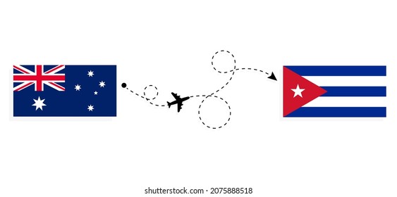 Flight and travel from Australia to Cuba by passenger airplane Travel concept